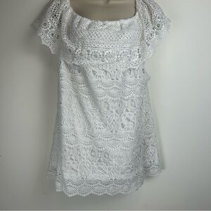 EST 1942 Crocheted Lace  Ruffled Collar Blouse sz 26/28W Angelcore Romantic